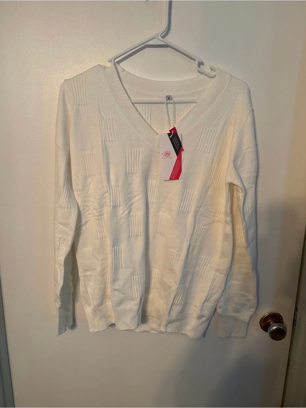 Classic Cream V-Neck Pullover Sweater